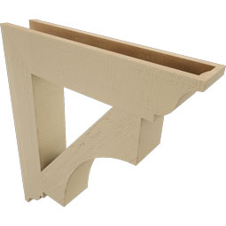Ekena Millwork - BKTUR055X28X32WTL01RCPR - Timberthane Faux Wood Westlake Style Bracket, Traditional Ends, 5 1/2"W x 28"D x 32"H, Primed Tan
