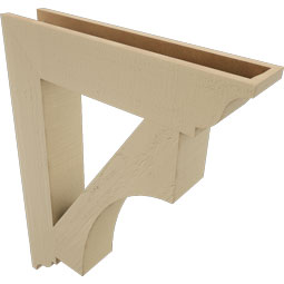 Ekena Millwork - BKTUR055X28X36WTL01RCPR - Timberthane Faux Wood Westlake Style Bracket, Traditional Ends, 5 1/2"W x 28"D x 36"H, Primed Tan