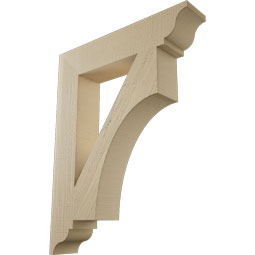 Ekena Millwork - BKTUR055X28X36WTL01RCPR - Timberthane Faux Wood Westlake Style Bracket, Traditional Ends, 5 1/2"W x 28"D x 36"H, Primed Tan