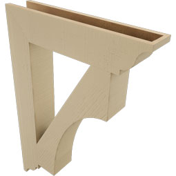 Ekena Millwork - BKTUR055X28X40WTL01RCPR - Timberthane Faux Wood Westlake Style Bracket, Traditional Ends, 5 1/2"W x 28"D x 40"H, Primed Tan