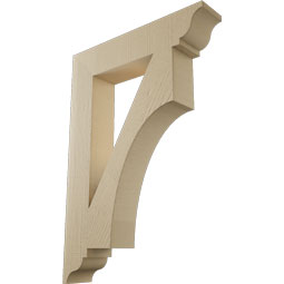 Ekena Millwork - BKTUR055X28X40WTL01RCPR - Timberthane Faux Wood Westlake Style Bracket, Traditional Ends, 5 1/2"W x 28"D x 40"H, Primed Tan