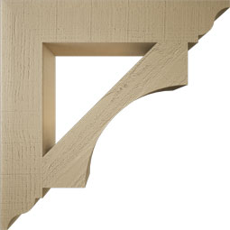 Ekena Millwork - BKTUR055X30X30WTL01RCPR - Timberthane Faux Wood Westlake Style Bracket, Traditional Ends, 5 1/2"W x 30"D x 30"H, Primed Tan