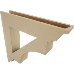 Ekena Millwork - BKTUR055X30X30WTL01RCPR - Timberthane Faux Wood Westlake Style Bracket, Traditional Ends, 5 1/2"W x 30"D x 30"H, Primed Tan