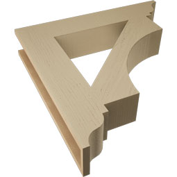 Ekena Millwork - BKTUR055X30X30WTL01RCPR - Timberthane Faux Wood Westlake Style Bracket, Traditional Ends, 5 1/2"W x 30"D x 30"H, Primed Tan