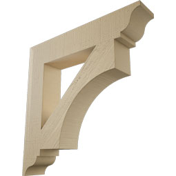 Ekena Millwork - BKTUR055X30X30WTL01RCPR - Timberthane Faux Wood Westlake Style Bracket, Traditional Ends, 5 1/2"W x 30"D x 30"H, Primed Tan