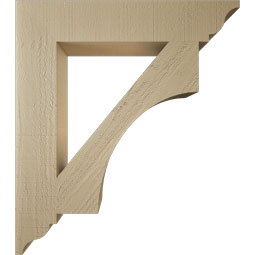 Ekena Millwork - BKTUR055X30X34WTL01RCPR - Timberthane Faux Wood Westlake Style Bracket, Traditional Ends, 5 1/2"W x 30"D x 34"H, Primed Tan