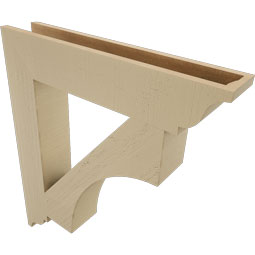 Ekena Millwork - BKTUR055X30X34WTL01RCPR - Timberthane Faux Wood Westlake Style Bracket, Traditional Ends, 5 1/2"W x 30"D x 34"H, Primed Tan