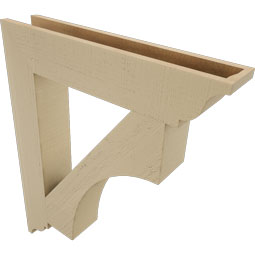 Ekena Millwork - BKTUR055X30X36WTL01RCPR - Timberthane Faux Wood Westlake Style Bracket, Traditional Ends, 5 1/2"W x 30"D x 36"H, Primed Tan