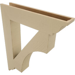 Ekena Millwork - BKTUR055X30X38WTL01RCPR - Timberthane Faux Wood Westlake Style Bracket, Traditional Ends, 5 1/2"W x 30"D x 38"H, Primed Tan