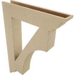 Ekena Millwork - BKTUR055X30X42WTL01RCPR - Timberthane Faux Wood Westlake Style Bracket, Traditional Ends, 5 1/2"W x 30"D x 42"H, Primed Tan