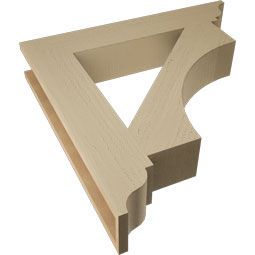 Ekena Millwork - BKTUR055X32X32WTL01RCPR - Timberthane Faux Wood Westlake Style Bracket, Traditional Ends, 5 1/2"W x 32"D x 32"H, Primed Tan