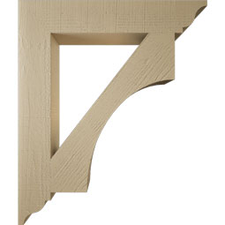 Ekena Millwork - BKTUR055X32X38WTL01RCPR - Timberthane Faux Wood Westlake Style Bracket, Traditional Ends, 5 1/2"W x 32"D x 38"H, Primed Tan