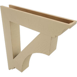 Ekena Millwork - BKTUR055X32X38WTL01RCPR - Timberthane Faux Wood Westlake Style Bracket, Traditional Ends, 5 1/2"W x 32"D x 38"H, Primed Tan