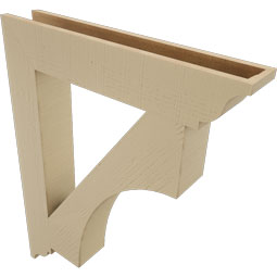 Ekena Millwork - BKTUR055X32X40WTL01RCPR - Timberthane Faux Wood Westlake Style Bracket, Traditional Ends, 5 1/2"W x 32"D x 40"H, Primed Tan