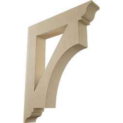 Ekena Millwork - BKTUR055X32X40WTL01RCPR - Timberthane Faux Wood Westlake Style Bracket, Traditional Ends, 5 1/2"W x 32"D x 40"H, Primed Tan