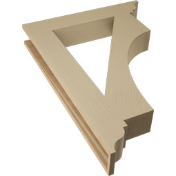 Ekena Millwork - BKTUR055X32X44WTL01RCPR - Timberthane Faux Wood Westlake Style Bracket, Traditional Ends, 5 1/2"W x 32"D x 44"H, Primed Tan