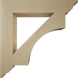 Ekena Millwork - BKTUR055X34X34WTL01RCPR - Timberthane Faux Wood Westlake Style Bracket, Traditional Ends, 5 1/2"W x 34"D x 34"H, Primed Tan