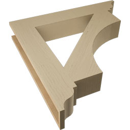 Ekena Millwork - BKTUR055X34X34WTL01RCPR - Timberthane Faux Wood Westlake Style Bracket, Traditional Ends, 5 1/2"W x 34"D x 34"H, Primed Tan