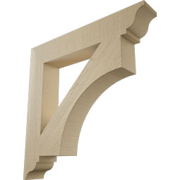 Ekena Millwork - BKTUR055X34X34WTL01RCPR - Timberthane Faux Wood Westlake Style Bracket, Traditional Ends, 5 1/2"W x 34"D x 34"H, Primed Tan