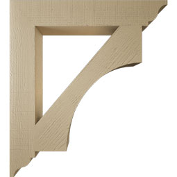 Ekena Millwork - BKTUR055X34X38WTL01RCPR - Timberthane Faux Wood Westlake Style Bracket, Traditional Ends, 5 1/2"W x 34"D x 38"H, Primed Tan
