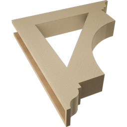 Ekena Millwork - BKTUR055X34X38WTL01RCPR - Timberthane Faux Wood Westlake Style Bracket, Traditional Ends, 5 1/2"W x 34"D x 38"H, Primed Tan
