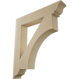 Ekena Millwork - BKTUR055X34X38WTL01RCPR - Timberthane Faux Wood Westlake Style Bracket, Traditional Ends, 5 1/2"W x 34"D x 38"H, Primed Tan