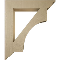 Ekena Millwork - BKTUR055X34X40WTL01RCPR - Timberthane Faux Wood Westlake Style Bracket, Traditional Ends, 5 1/2"W x 34"D x 40"H, Primed Tan