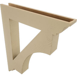 Ekena Millwork - BKTUR055X34X42WTL01RCPR - Timberthane Faux Wood Westlake Style Bracket, Traditional Ends, 5 1/2"W x 34"D x 42"H, Primed Tan
