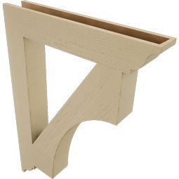 Ekena Millwork - BKTUR055X34X46WTL01RCPR - Timberthane Faux Wood Westlake Style Bracket, Traditional Ends, 5 1/2"W x 34"D x 46"H, Primed Tan