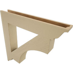 Ekena Millwork - BKTUR055X36X36WTL01RCPR - Timberthane Faux Wood Westlake Style Bracket, Traditional Ends, 5 1/2"W x 36"D x 36"H, Primed Tan