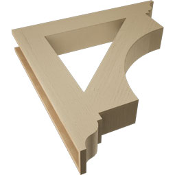 Ekena Millwork - BKTUR055X36X36WTL01RCPR - Timberthane Faux Wood Westlake Style Bracket, Traditional Ends, 5 1/2"W x 36"D x 36"H, Primed Tan