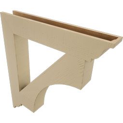 Ekena Millwork - BKTUR055X36X40WTL01RCPR - Timberthane Faux Wood Westlake Style Bracket, Traditional Ends, 5 1/2"W x 36"D x 40"H, Primed Tan