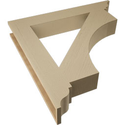 Ekena Millwork - BKTUR055X38X38WTL01RCPR - Timberthane Faux Wood Westlake Style Bracket, Traditional Ends, 5 1/2"W x 38"D x 38"H, Primed Tan