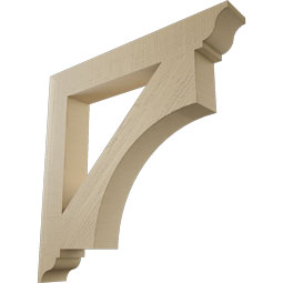 Ekena Millwork - BKTUR055X38X38WTL01RCPR - Timberthane Faux Wood Westlake Style Bracket, Traditional Ends, 5 1/2"W x 38"D x 38"H, Primed Tan