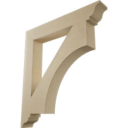 Ekena Millwork - BKTUR055X38X42WTL01RCPR - Timberthane Faux Wood Westlake Style Bracket, Traditional Ends, 5 1/2"W x 38"D x 42"H, Primed Tan