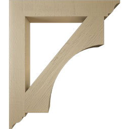 Ekena Millwork - BKTUR055X38X44WTL01RCPR - Timberthane Faux Wood Westlake Style Bracket, Traditional Ends, 5 1/2"W x 38"D x 44"H, Primed Tan