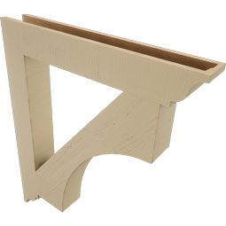 Ekena Millwork - BKTUR055X38X44WTL01RCPR - Timberthane Faux Wood Westlake Style Bracket, Traditional Ends, 5 1/2"W x 38"D x 44"H, Primed Tan