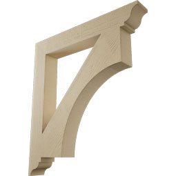 Ekena Millwork - BKTUR055X40X44WTL01RCPR - Timberthane Faux Wood Westlake Style Bracket, Traditional Ends, 5 1/2"W x 40"D x 44"H, Primed Tan