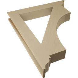 Ekena Millwork - BKTUR055X40X48WTL01RCPR - Timberthane Faux Wood Westlake Style Bracket, Traditional Ends, 5 1/2"W x 40"D x 48"H, Primed Tan