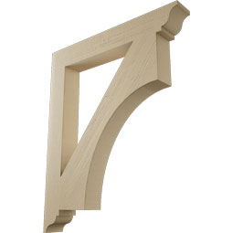 Ekena Millwork - BKTUR055X40X48WTL01RCPR - Timberthane Faux Wood Westlake Style Bracket, Traditional Ends, 5 1/2"W x 40"D x 48"H, Primed Tan