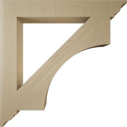 Ekena Millwork - BKTUR055X42X42WTL01RCPR - Timberthane Faux Wood Westlake Style Bracket, Traditional Ends, 5 1/2"W x 42"D x 42"H, Primed Tan