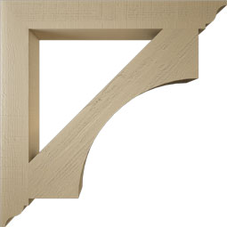 Ekena Millwork - BKTUR055X44X44WTL01RCPR - Timberthane Faux Wood Westlake Style Bracket, Traditional Ends, 5 1/2"W x 44"D x 44"H, Primed Tan