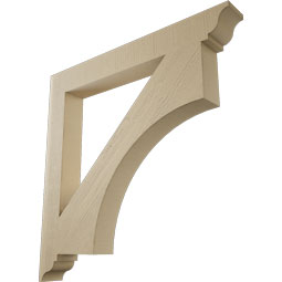 Ekena Millwork - BKTUR055X46X46WTL01RCPR - Timberthane Faux Wood Westlake Style Bracket, Traditional Ends, 5 1/2"W x 46"D x 46"H, Primed Tan
