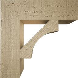 Ekena Millwork - BKTUR035X14X14WTL05RCPR - Timberthane Faux Wood Westlake Style Bracket, Block Ends, 3 1/2"W x 14"D x 14"H, Primed Tan