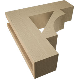 Ekena Millwork - BKTUR035X14X14WTL05RCPR - Timberthane Faux Wood Westlake Style Bracket, Block Ends, 3 1/2"W x 14"D x 14"H, Primed Tan