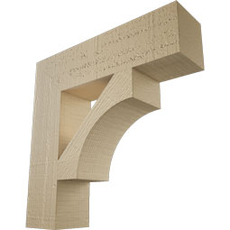 Ekena Millwork - BKTUR035X14X14WTL05RCPR - Timberthane Faux Wood Westlake Style Bracket, Block Ends, 3 1/2"W x 14"D x 14"H, Primed Tan