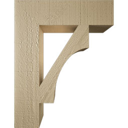 Ekena Millwork - BKTUR035X14X18WTL05RCPR - Timberthane Faux Wood Westlake Style Bracket, Block Ends, 3 1/2"W x 14"D x 18"H, Primed Tan