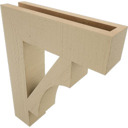 Ekena Millwork - BKTUR035X14X18WTL05RCPR - Timberthane Faux Wood Westlake Style Bracket, Block Ends, 3 1/2"W x 14"D x 18"H, Primed Tan