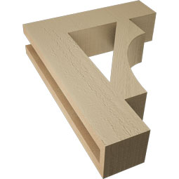 Ekena Millwork - BKTUR035X14X18WTL05RCPR - Timberthane Faux Wood Westlake Style Bracket, Block Ends, 3 1/2"W x 14"D x 18"H, Primed Tan