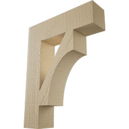 Ekena Millwork - BKTUR035X14X18WTL05RCPR - Timberthane Faux Wood Westlake Style Bracket, Block Ends, 3 1/2"W x 14"D x 18"H, Primed Tan